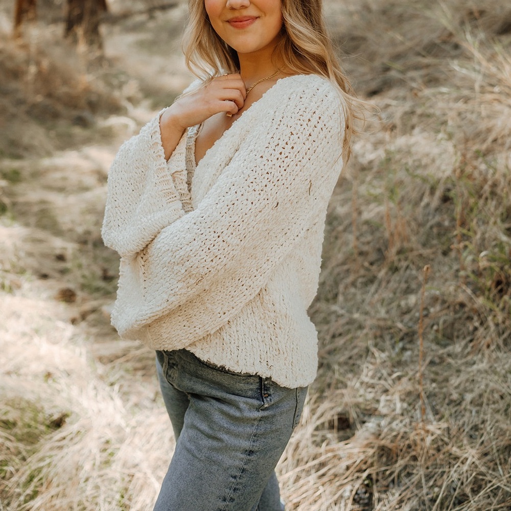 White Knit Sweater Freepeople